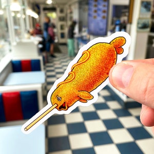 Food Animals STICKER PACK: 4 Glitter, Holographic & Clear Stickers, Alligator Gatorade, Cheeseburger Jellyfish, Cheetos Gecko, Cute Narwhal image 5