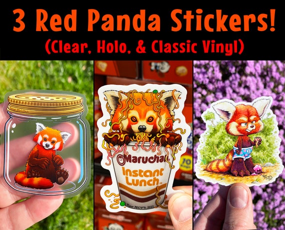 3 rote Panda Sticker: Transparent, Holo & Vinyl Sticker Pack Wasserdichte  Wasserflasche Auto Aufkleber, niedliche rote Panda Bilder, Ramen, pelzig,  Art - .de