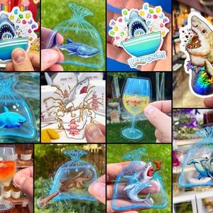 Shark Sticker Pack: 11 Stickers! Transparent & Holo Waterproof Decals, Great White, Hammerhead, Whale Shark, Shark Week, Shark Mouth Decal