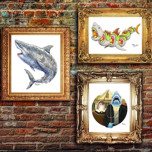 Signed Art Print: Gator Roll Alligator Sushi, Surreal Art, Funny modern painting for unique home decor chopsticks, sashimi, alligator art image 9