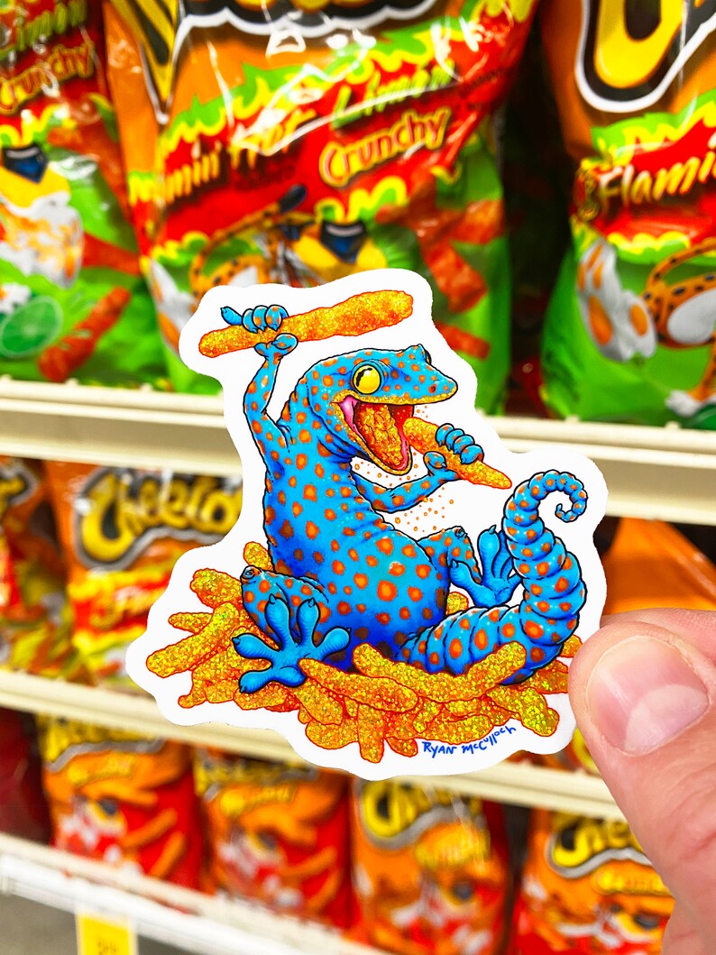 Food Animals STICKER PACK: 4 Glitter, Holographic & Clear Stickers, Alligator Gatorade, Cheeseburger Jellyfish, Cheetos Gecko, Cute Narwhal image 6