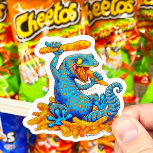 Food Animals STICKER PACK: 4 Glitter, Holographic & Clear Stickers, Alligator Gatorade, Cheeseburger Jellyfish, Cheetos Gecko, Cute Narwhal image 2