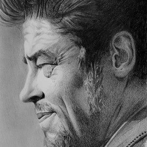 Original handmade portrait of Benicio del Toro, Pencil drawing of Benicio del Toro, Benicio del Toro draw, Pencil portrait of celebrity