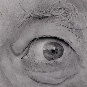Origineel handgemaakt portret, Oogtekening, Potloodtekening, Handillustratie, Grafietillustratie