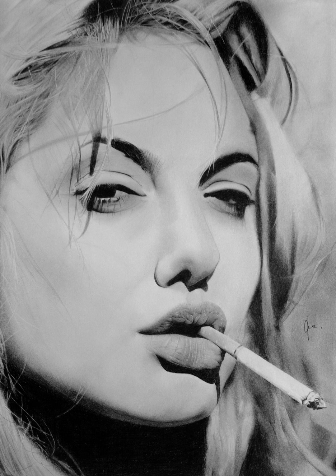 original-handmade-portrait-of-angelina-jolie-pencil-drawing-of