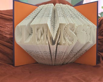 Clemson Book Art Sculpture: Hand-Folded Purple & Orange Decor