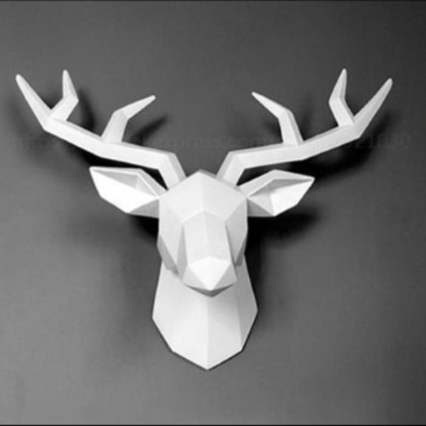 Geometric Deer Head Resin Wall Mounted Faux Taxidermy