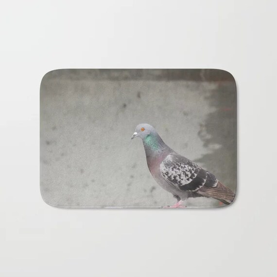 Urban City Decor City Pigeon Bath Mat City Bird Bathroom Art Etsy