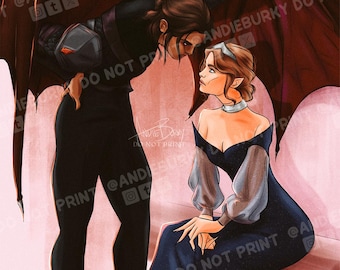 5x7" Nesta & Cassian Print | Sarah J Maas LICENSED ACOTAR Art Print