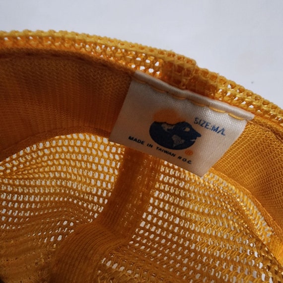 Vtg Trucker Hat ATI Mesh Snapback Blue Gold 80s - image 8