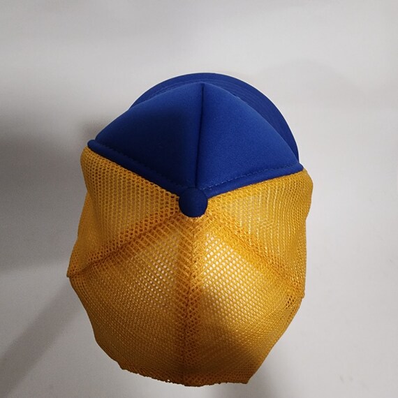 Vtg Trucker Hat ATI Mesh Snapback Blue Gold 80s - image 7