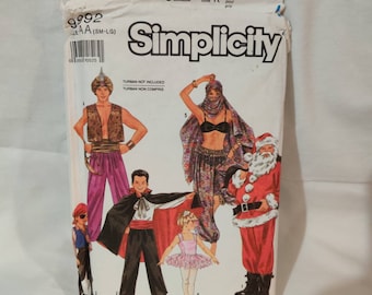 Simplicity Sewing Pattern Adult and Children's Costumes Uncut 9892 1990s