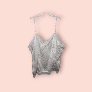 Vtg Velrose Camisole Sz 52 White Lace Trim Adjustable Straps Plus Size