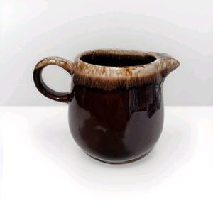 McCoy Pottery Brown Drip Glaze Creamer Syrup Pitcher 4” Tall USA 7020