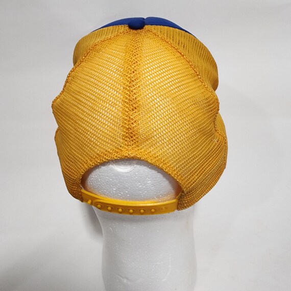 Vtg Trucker Hat ATI Mesh Snapback Blue Gold 80s - image 6