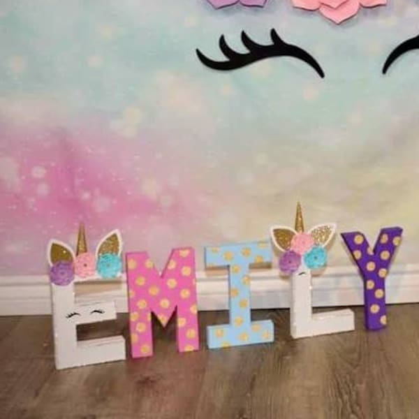 Custum 3D Free Standing 8 inch Unicorn Themed Letters