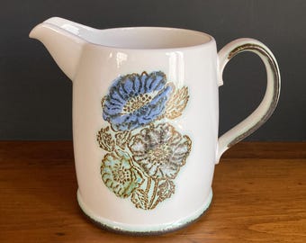 Vintage Wedgwood Iona Pattern Blue Green Floral Small Pitcher / Creamer