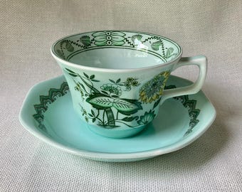 Vintage Adams English Ironstone Calyx Ware Chinese Garden Cup and Saucer