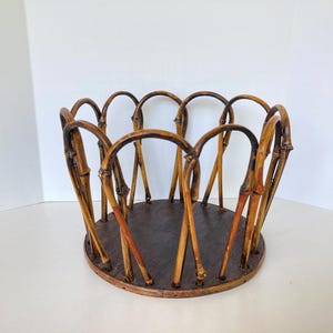 Vintage Bamboo Rattan Flower Pot Planter Loop Style Cover Holder