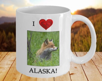 Taza "Me encanta el zorro de Alaska" - Regalo del estado de Alaska