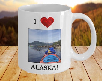 Taza de café Kayak Alaska, regalo de Alaska