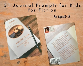 Kids Journal Fiction Writing Prompts, 31 Journaling Prompts for Kids, Educational Gift, Printed Journal Gift