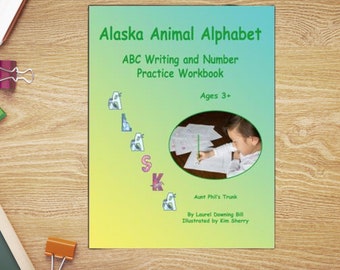 Handwriting Practice Book, Alaska Kid's Handwriting Book, Alphabet Worksheets, Alaska Animals Book, Kid's Animal Book