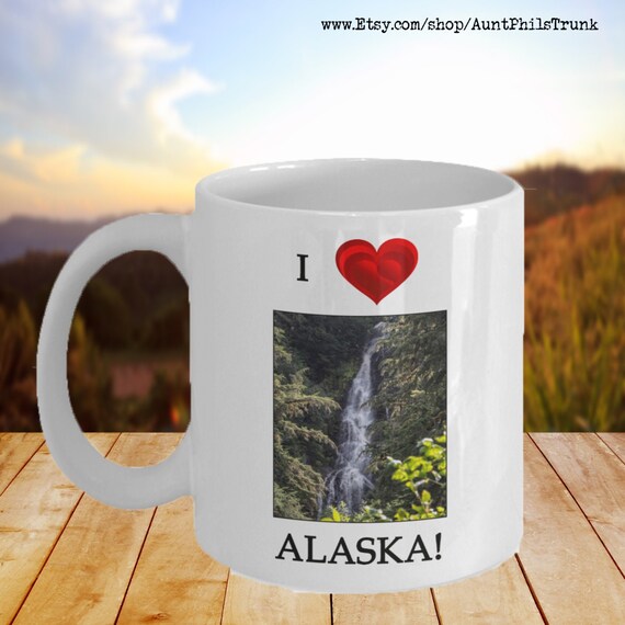 I Love Alaska Waterfall Coffee Mug, Alaska State Souvenir - Etsy