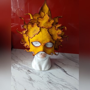 Leather maple leaf Green man mask can be made in any colour.