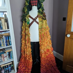 Autumn leaf cloak with hood
