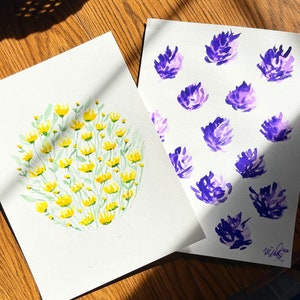 Purple Clover Flowers Original Painting