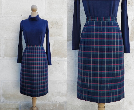 Cacharel tartan pattern skirt / Cacharel wool skir