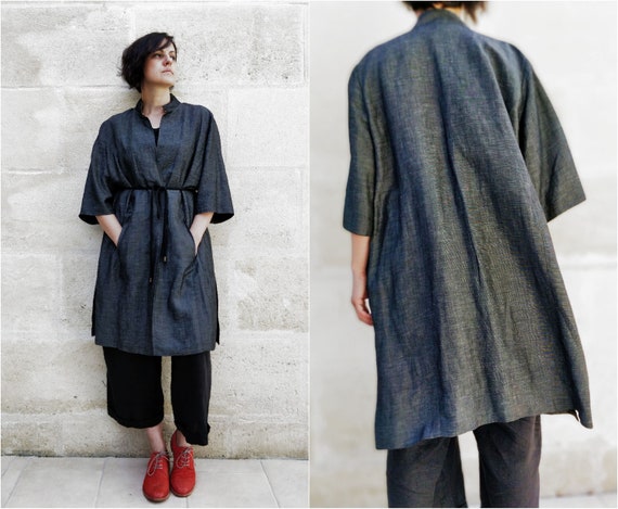 Marina Rinaldi grey overcoat / fluid overcoat side