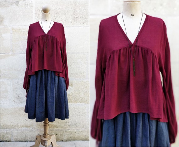 Long-sleeved hippie blouse / maternity blouse