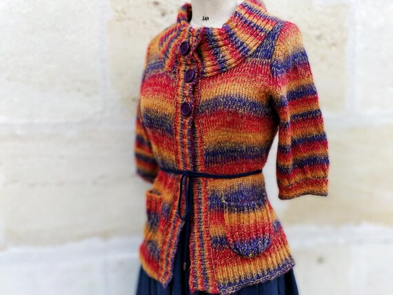 Short knit cardigan / colorful cardigan - image 10