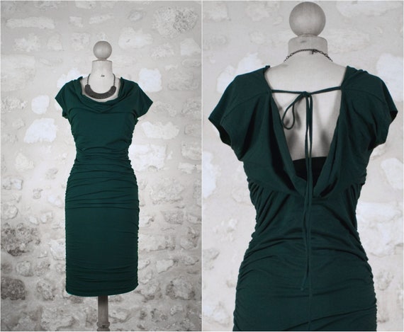 Green evening dress / green dress-herd/knot dress