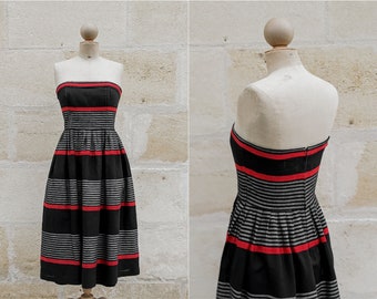 Black corset dress with gray and red stripes (EU 40)