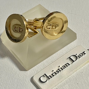 Christian Dior CD Logo Cuff Links Gold Men’s Designer Signed Vintage Accessories