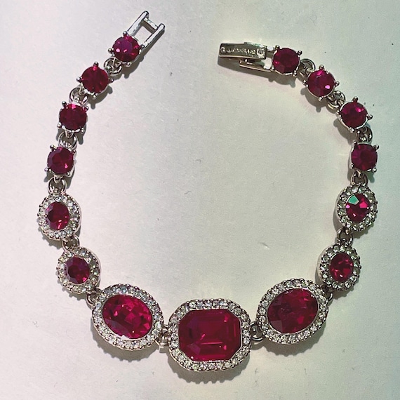 Givenchy Ruby Red Gemstone Bracelet Gold Vintage … - image 1
