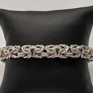 Bracelet Italian Byzantine Chain Sterling Silver 925 Unisex Vintage Artisan Made Jewelry