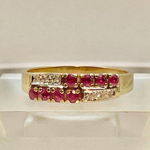14K Solid Yellow Gold Diamond and Ruby Gemstone A… - image 1