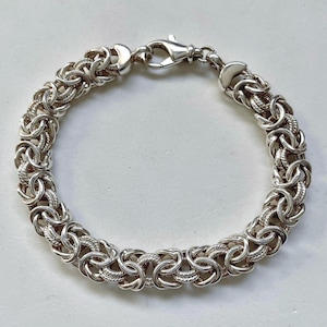 7” 8mm, Vintage Italian Bold Sterling Silver Handmade