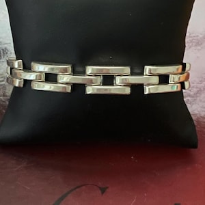Artisan Made Panther Link Bracelet 10mm Wide Heavy 19 Grams 925 Sterling Silver Vintage