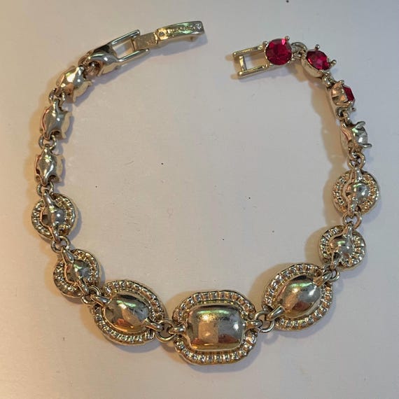 Givenchy Ruby Red Gemstone Bracelet Gold Vintage … - image 6