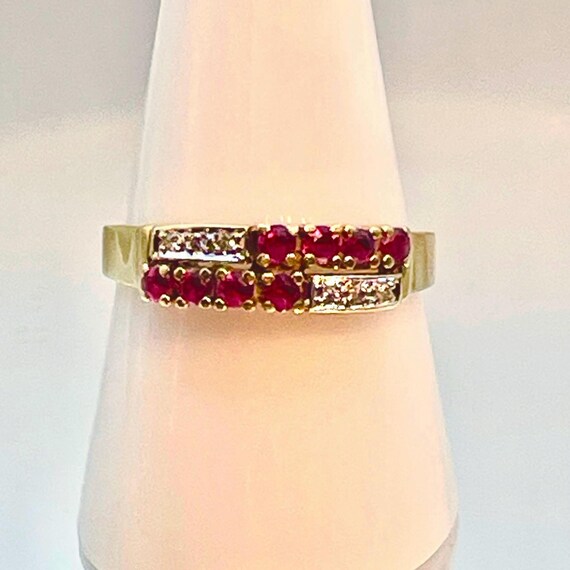 14K Solid Yellow Gold Diamond and Ruby Gemstone A… - image 2