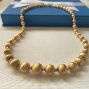 Italian 18K Yellow Gold Vermeil Bead Necklace Bold Gold Jewelry