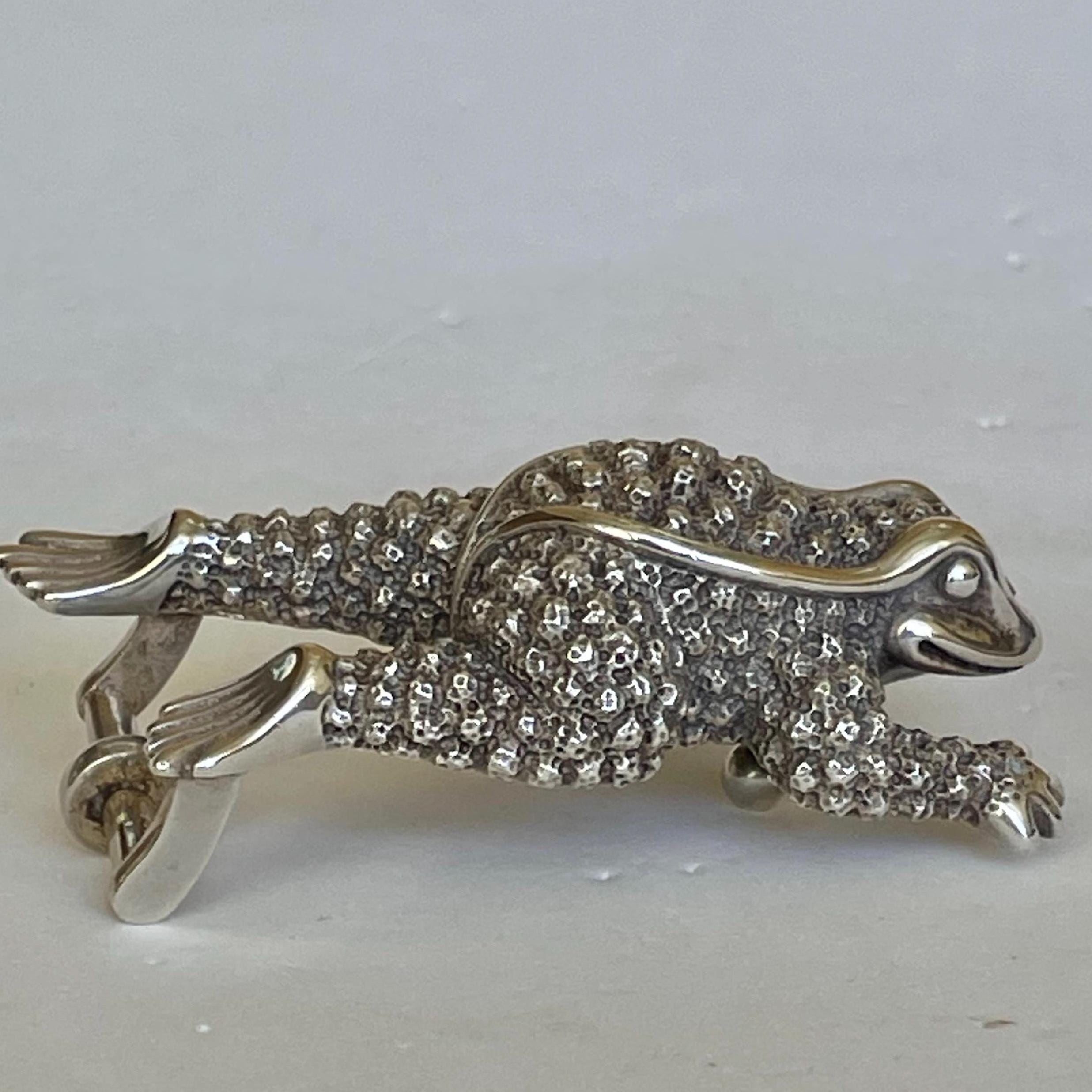 Barry Kieselstein-Cord Herman Toad Frog Sterling Silver Buckle Genuine Alligator Kieselstein Cord Herman Toad Belt Buckle Sterling Silver  main image 4