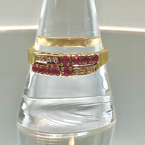 14K Solid Yellow Gold Diamond and Ruby Gemstone A… - image 3