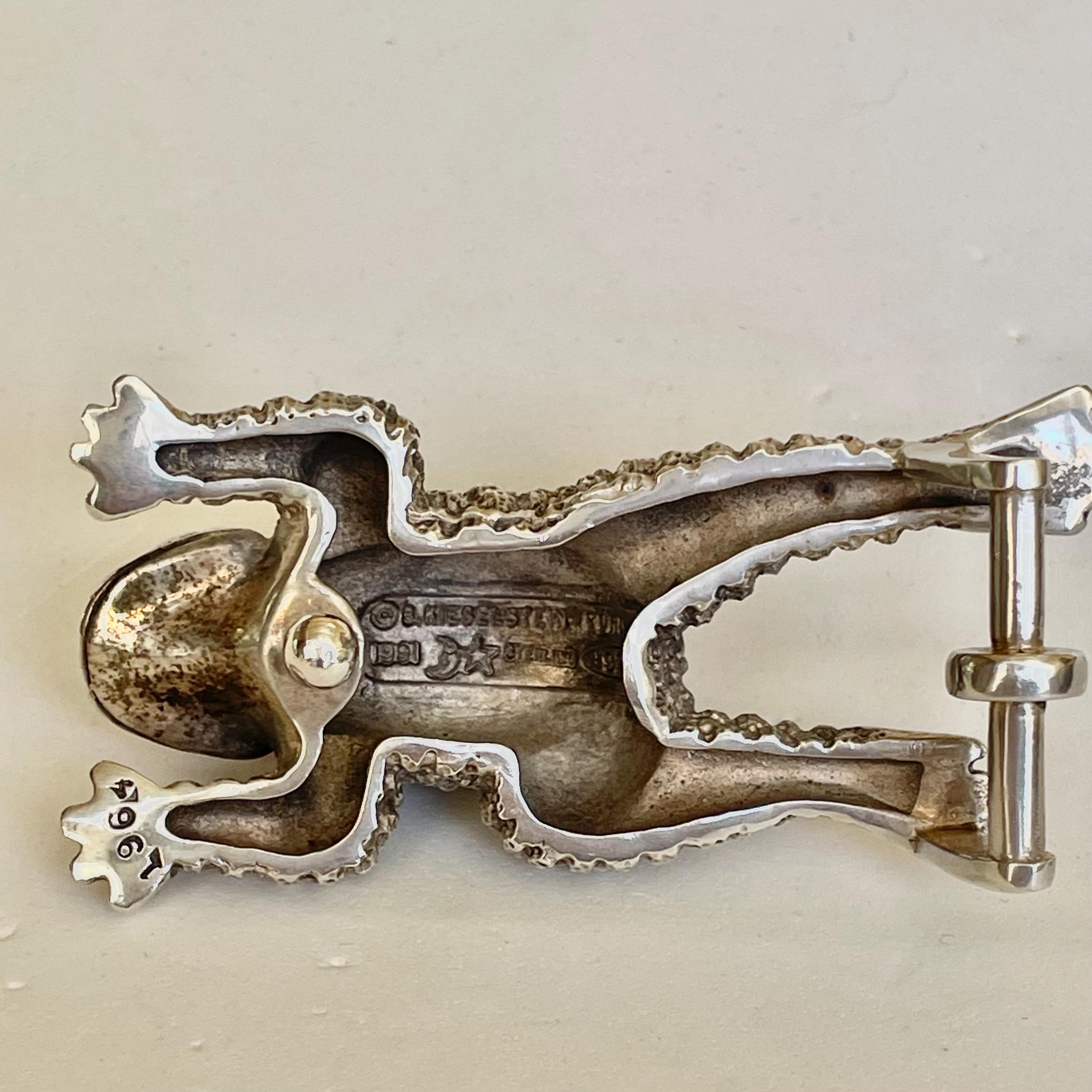 Kieselstein Cord Herman Toad Belt Buckle Sterling Silver 