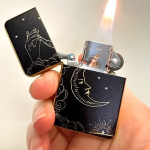 Moon Lighter, Tarot Lighter, Esoteric Lighter, Windproof Flip Top Lighter, Witchy Lighter, Aesthetic Lighter, Gifts For Her, Floraandnirvana